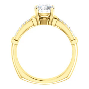 CZ Wedding Set, featuring The Rachana engagement ring (Customizable Round Cut Design with Wide Split-Pavé Band and Euro Shank) - Image 5