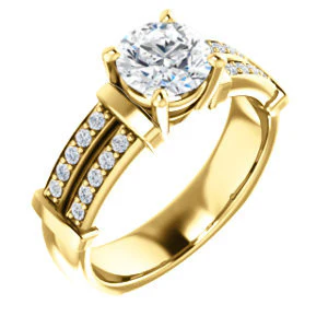 CZ Wedding Set, featuring The Rachana engagement ring (Customizable Round Cut Design with Wide Split-Pavé Band and Euro Shank) - Image 6