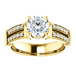CZ Wedding Set, featuring The Rachana engagement ring (Customizable Round Cut Design with Wide Split-Pavé Band and Euro Shank) - Image 7