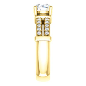 CZ Wedding Set, featuring The Rachana engagement ring (Customizable Round Cut Design with Wide Split-Pavé Band and Euro Shank) - Image 8