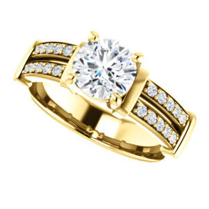 CZ Wedding Set, featuring The Rachana engagement ring (Customizable Round Cut Design with Wide Split-Pavé Band and Euro Shank) - Image 9