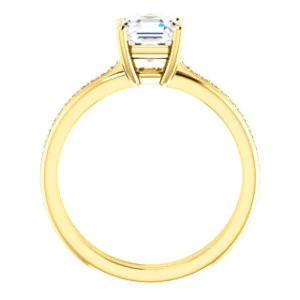 CZ Wedding Set, featuring The Rikki engagement ring (Customizable Asscher Cut Design with Double-Grooved Pavé Band) - Image 3