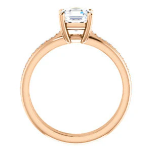 CZ Wedding Set, featuring The Rikki engagement ring (Customizable Asscher Cut Design with Double-Grooved Pavé Band) - Image 5