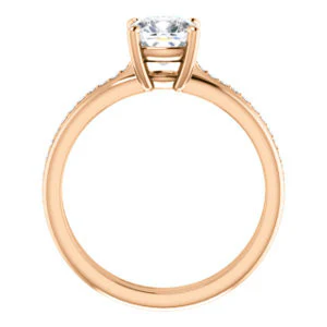 CZ Wedding Set, featuring The Rikki engagement ring (Customizable Cushion Cut Design with Double-Grooved Pavé Band) - Image 3
