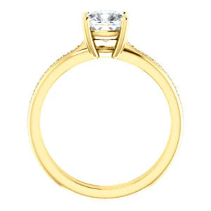 CZ Wedding Set, featuring The Rikki engagement ring (Customizable Cushion Cut Design with Double-Grooved Pavé Band) - Image 5