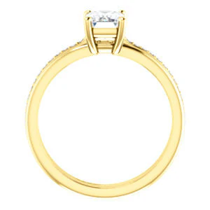 CZ Wedding Set, featuring The Rikki engagement ring (Customizable Emerald Cut Design with Double-Grooved Pavé Band) - Image 3