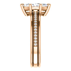 CZ Wedding Set, featuring The Rikki engagement ring (Customizable Marquise Cut Design with Double-Grooved Pavé Band) - Image 12