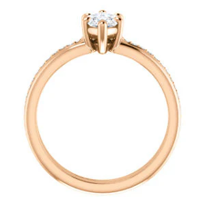 CZ Wedding Set, featuring The Rikki engagement ring (Customizable Marquise Cut Design with Double-Grooved Pavé Band) - Image 3