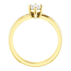 CZ Wedding Set, featuring The Rikki engagement ring (Customizable Marquise Cut Design with Double-Grooved Pavé Band) - Image 5