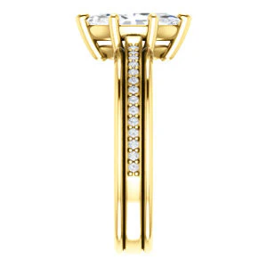 CZ Wedding Set, featuring The Rikki engagement ring (Customizable Marquise Cut Design with Double-Grooved Pavé Band) - Image 8