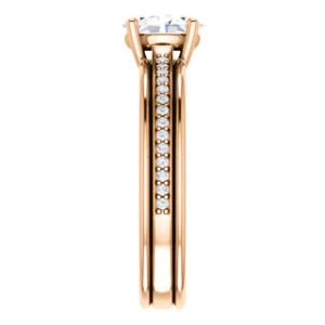 CZ Wedding Set, featuring The Rikki engagement ring (Customizable Oval Cut Design with Double-Grooved Pavé Band) - Image 12