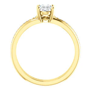 CZ Wedding Set, featuring The Rikki engagement ring (Customizable Oval Cut Design with Double-Grooved Pavé Band) - Image 3