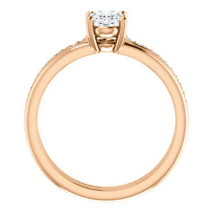 CZ Wedding Set, featuring The Rikki engagement ring (Customizable Oval Cut Design with Double-Grooved Pavé Band) - Image 5