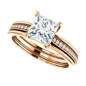 CZ Wedding Set, featuring The Rikki engagement ring (Customizable Princess Cut Design with Double-Grooved Pavé Band) - Image 13