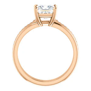 CZ Wedding Set, featuring The Rikki engagement ring (Customizable Princess Cut Design with Double-Grooved Pavé Band) - Image 3