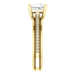 CZ Wedding Set, featuring The Rikki engagement ring (Customizable Princess Cut Design with Double-Grooved Pavé Band) - Image 8