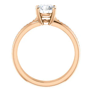 CZ Wedding Set, featuring The Rikki engagement ring (Customizable Round Cut Design with Double-Grooved Pavé Band) - Image 3