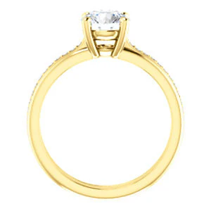 CZ Wedding Set, featuring The Rikki engagement ring (Customizable Round Cut Design with Double-Grooved Pavé Band) - Image 5