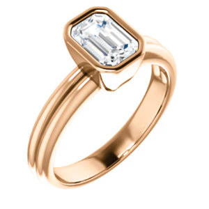 CZ Wedding Set, featuring The Stacie engagement ring (Customizable Bezel-set Radiant Cut Solitaire with Grooved Band) - Image 10