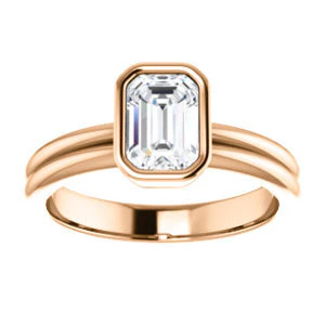 CZ Wedding Set, featuring The Stacie engagement ring (Customizable Bezel-set Radiant Cut Solitaire with Grooved Band) - Image 11