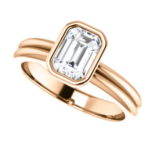 CZ Wedding Set, featuring The Stacie engagement ring (Customizable Bezel-set Radiant Cut Solitaire with Grooved Band) - Image 13