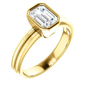 CZ Wedding Set, featuring The Stacie engagement ring (Customizable Bezel-set Radiant Cut Solitaire with Grooved Band) - Image 6