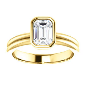 CZ Wedding Set, featuring The Stacie engagement ring (Customizable Bezel-set Radiant Cut Solitaire with Grooved Band) - Image 7