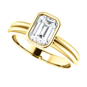 CZ Wedding Set, featuring The Stacie engagement ring (Customizable Bezel-set Radiant Cut Solitaire with Grooved Band) - Image 9