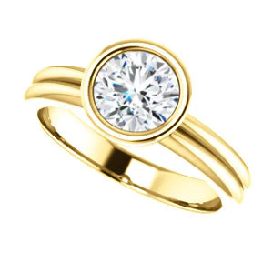 CZ Wedding Set, featuring The Stacie engagement ring (Customizable Bezel-set Round Cut Solitaire with Grooved Band) - Image 11