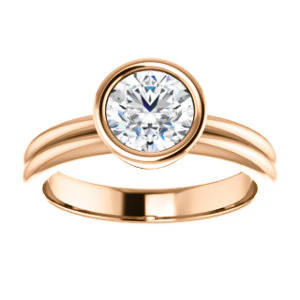 CZ Wedding Set, featuring The Stacie engagement ring (Customizable Bezel-set Round Cut Solitaire with Grooved Band) - Image 13