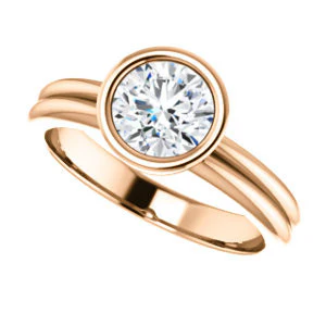 CZ Wedding Set, featuring The Stacie engagement ring (Customizable Bezel-set Round Cut Solitaire with Grooved Band) - Image 15