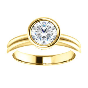 CZ Wedding Set, featuring The Stacie engagement ring (Customizable Bezel-set Round Cut Solitaire with Grooved Band) - Image 9