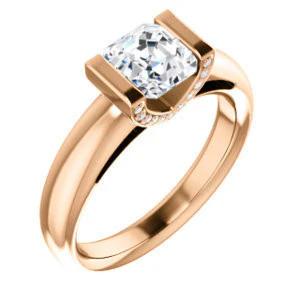 CZ Wedding Set, featuring The Tory engagement ring (Customizable Cathedral-style Bar-set Asscher Cut Ring with Prong Accents) - Image 10