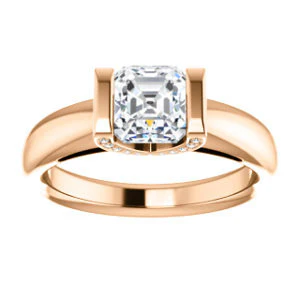 CZ Wedding Set, featuring The Tory engagement ring (Customizable Cathedral-style Bar-set Asscher Cut Ring with Prong Accents) - Image 11