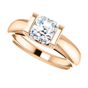 CZ Wedding Set, featuring The Tory engagement ring (Customizable Cathedral-style Bar-set Asscher Cut Ring with Prong Accents) - Image 13