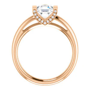 CZ Wedding Set, featuring The Tory engagement ring (Customizable Cathedral-style Bar-set Asscher Cut Ring with Prong Accents) - Image 5