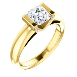 CZ Wedding Set, featuring The Tory engagement ring (Customizable Cathedral-style Bar-set Asscher Cut Ring with Prong Accents) - Image 6