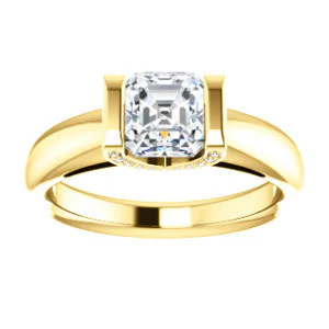 CZ Wedding Set, featuring The Tory engagement ring (Customizable Cathedral-style Bar-set Asscher Cut Ring with Prong Accents) - Image 7