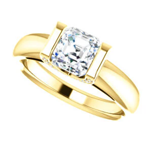 CZ Wedding Set, featuring The Tory engagement ring (Customizable Cathedral-style Bar-set Asscher Cut Ring with Prong Accents) - Image 9