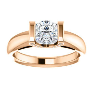CZ Wedding Set, featuring The Tory engagement ring (Customizable Cathedral-style Bar-set Cushion Cut Ring with Prong Accents) - Image 11