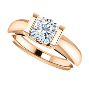 CZ Wedding Set, featuring The Tory engagement ring (Customizable Cathedral-style Bar-set Cushion Cut Ring with Prong Accents) - Image 13