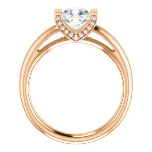 CZ Wedding Set, featuring The Tory engagement ring (Customizable Cathedral-style Bar-set Cushion Cut Ring with Prong Accents) - Image 3
