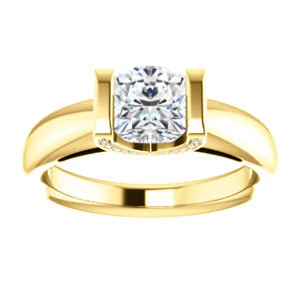 CZ Wedding Set, featuring The Tory engagement ring (Customizable Cathedral-style Bar-set Cushion Cut Ring with Prong Accents) - Image 7