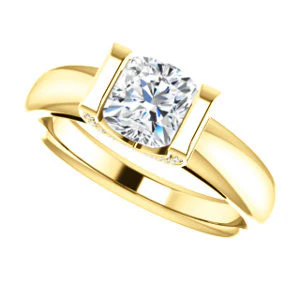 CZ Wedding Set, featuring The Tory engagement ring (Customizable Cathedral-style Bar-set Cushion Cut Ring with Prong Accents) - Image 9