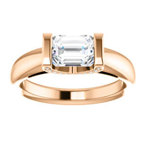 CZ Wedding Set, featuring The Tory engagement ring (Customizable Cathedral-style Bar-set Emerald Cut Ring with Prong Accents) - Image 11