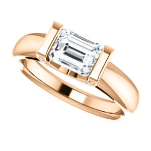 CZ Wedding Set, featuring The Tory engagement ring (Customizable Cathedral-style Bar-set Emerald Cut Ring with Prong Accents) - Image 13
