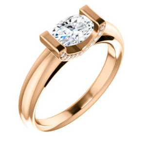 CZ Wedding Set, featuring The Tory engagement ring (Customizable Cathedral-style Bar-set Oval Cut Ring with Prong Accents) - Image 10