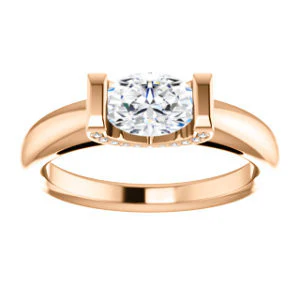 CZ Wedding Set, featuring The Tory engagement ring (Customizable Cathedral-style Bar-set Oval Cut Ring with Prong Accents) - Image 11