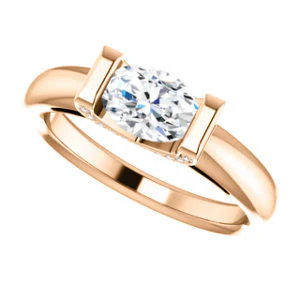 CZ Wedding Set, featuring The Tory engagement ring (Customizable Cathedral-style Bar-set Oval Cut Ring with Prong Accents) - Image 13