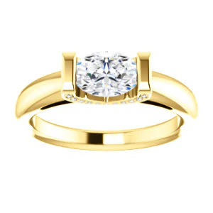 CZ Wedding Set, featuring The Tory engagement ring (Customizable Cathedral-style Bar-set Oval Cut Ring with Prong Accents) - Image 7